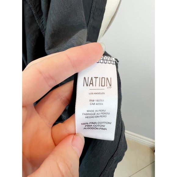 NATION LTD Roman Cotton Tiered T-shirt Dress Sz XS Washed Black - Picture 14 of 15